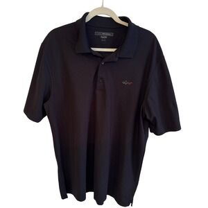 Greg Norman Mens Black Golf Polo Shirt Shark Logo Short Sleeve Play Dry XL